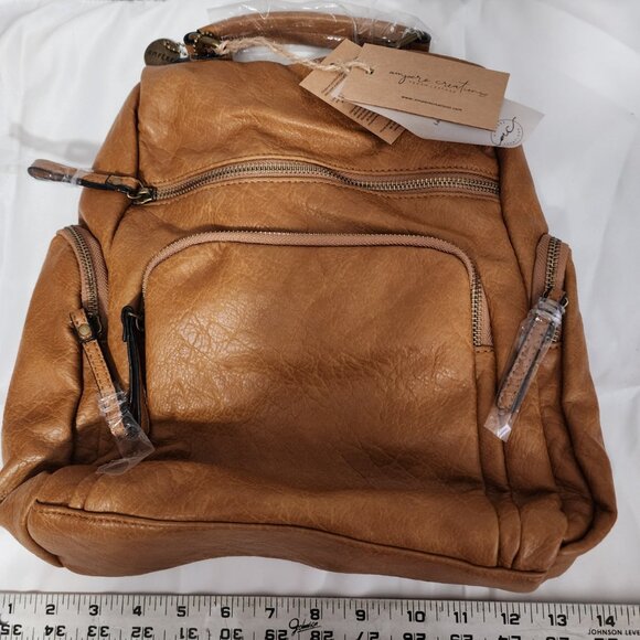 NWT Ampere Creations Vegan Leather Convertible Backpack Tote – Camel - Picture 1 of 3